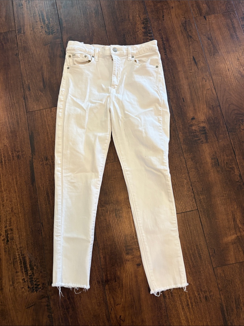 Ralph Lauren White High-Rise Skinny Jeggings with Raw Hem